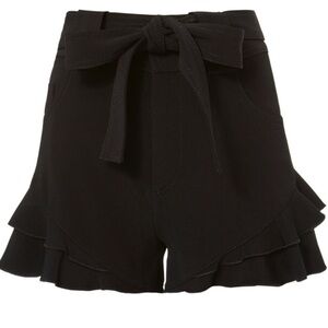 Derek Lam 10 Crosby - Black Ruffled Belted Shorts